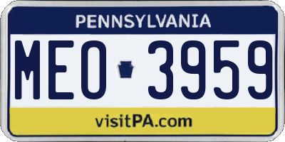 PA license plate MEO3959