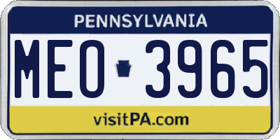 PA license plate MEO3965