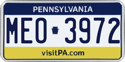 PA license plate MEO3972