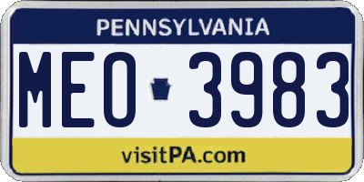 PA license plate MEO3983