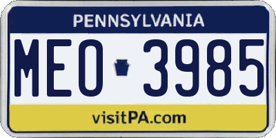 PA license plate MEO3985