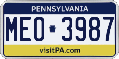 PA license plate MEO3987