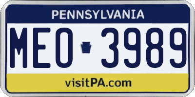 PA license plate MEO3989