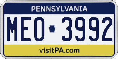 PA license plate MEO3992