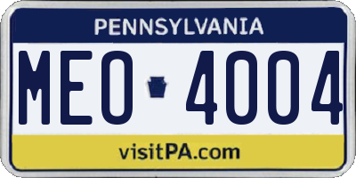 PA license plate MEO4004