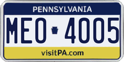 PA license plate MEO4005