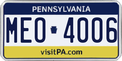 PA license plate MEO4006