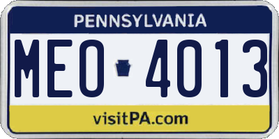 PA license plate MEO4013