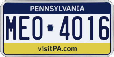PA license plate MEO4016