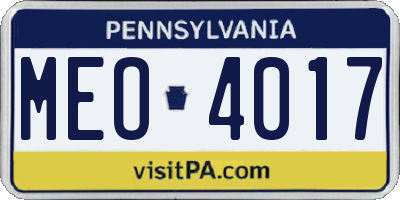 PA license plate MEO4017