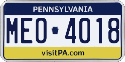 PA license plate MEO4018