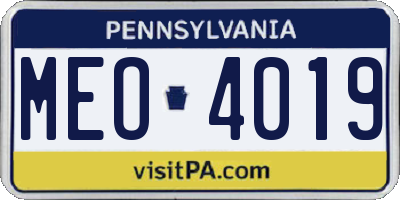 PA license plate MEO4019