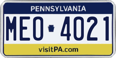 PA license plate MEO4021