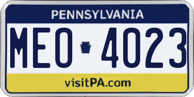 PA license plate MEO4023
