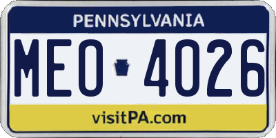 PA license plate MEO4026