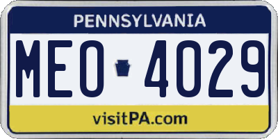 PA license plate MEO4029