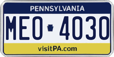 PA license plate MEO4030