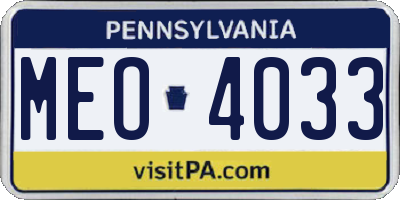 PA license plate MEO4033