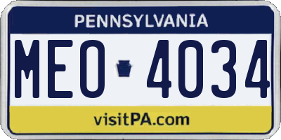 PA license plate MEO4034