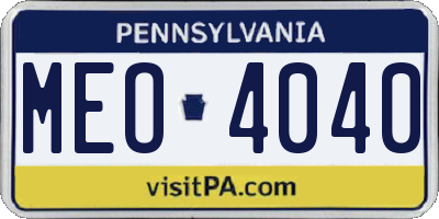 PA license plate MEO4040