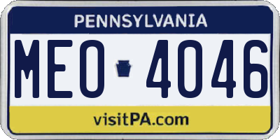 PA license plate MEO4046