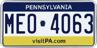 PA license plate MEO4063