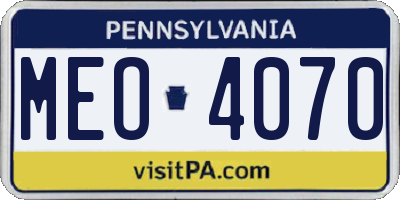 PA license plate MEO4070