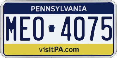 PA license plate MEO4075