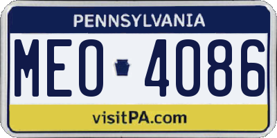 PA license plate MEO4086