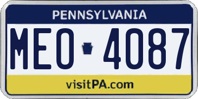 PA license plate MEO4087