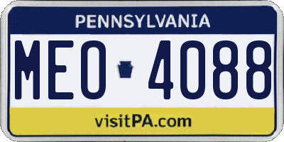 PA license plate MEO4088