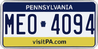 PA license plate MEO4094