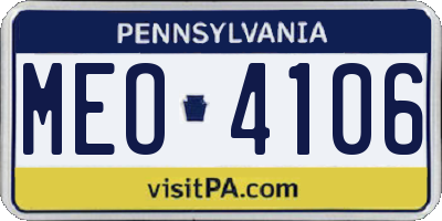PA license plate MEO4106