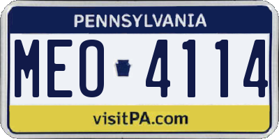 PA license plate MEO4114