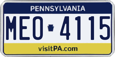 PA license plate MEO4115