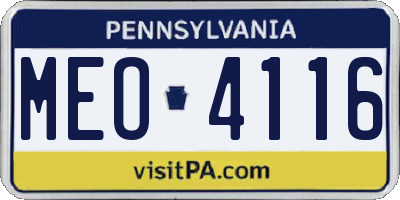 PA license plate MEO4116