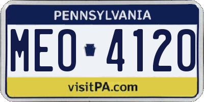 PA license plate MEO4120