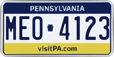 PA license plate MEO4123