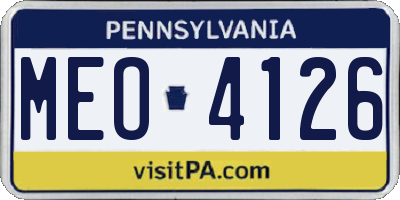 PA license plate MEO4126