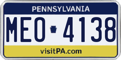 PA license plate MEO4138