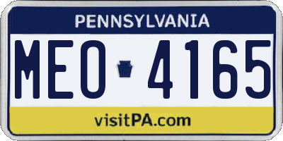 PA license plate MEO4165