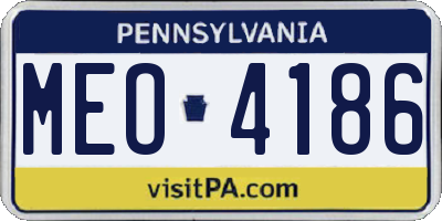 PA license plate MEO4186