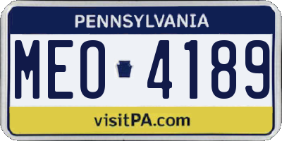 PA license plate MEO4189