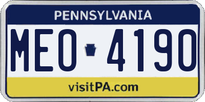 PA license plate MEO4190
