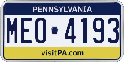 PA license plate MEO4193