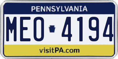 PA license plate MEO4194