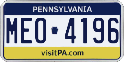 PA license plate MEO4196