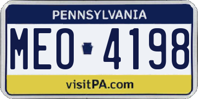 PA license plate MEO4198
