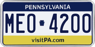 PA license plate MEO4200