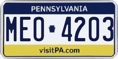 PA license plate MEO4203